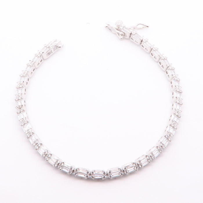 Silver CZ Tennis Bracelet | Emerald Cut