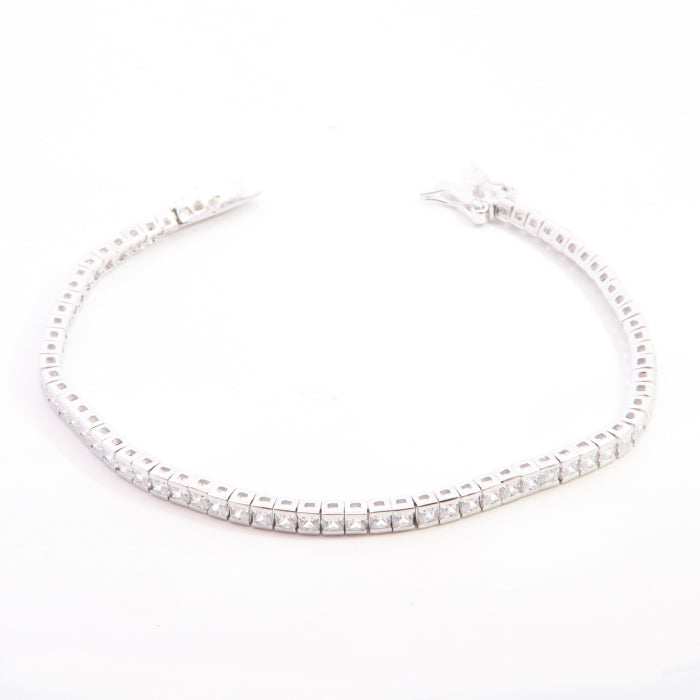 Silver 2.9mm Princess CZ Tennis Bracelet | 19cm - John Ross Jewellers