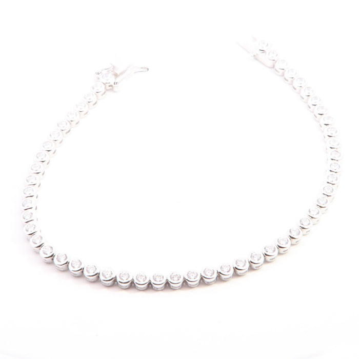 Silver 3.5mm Rubover CZ Tennis Bracelet | 18cm - John Ross Jewellers