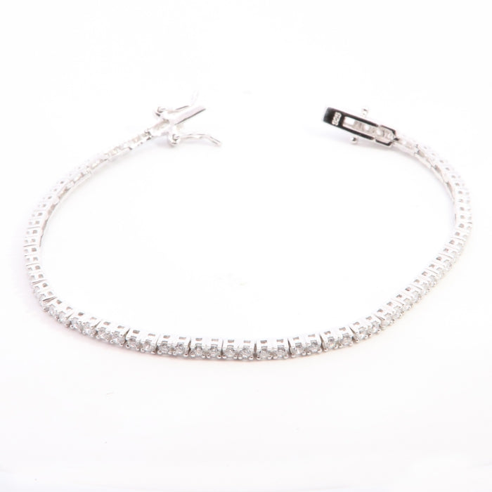 Silver 2mm CZ Tennis Bracelet | 19cm - John Ross Jewellers
