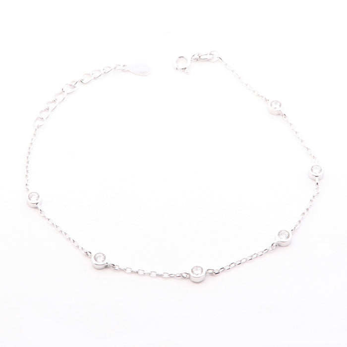 Silver CZ Station Bracelet | 16.5 + 3cm