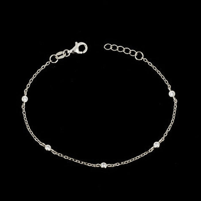 Silver CZ Station Bracelet | 16 + 3cm