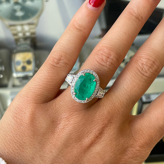 Silver Hydro Green CZ Oval Cluster Ring - John Ross Jewellers