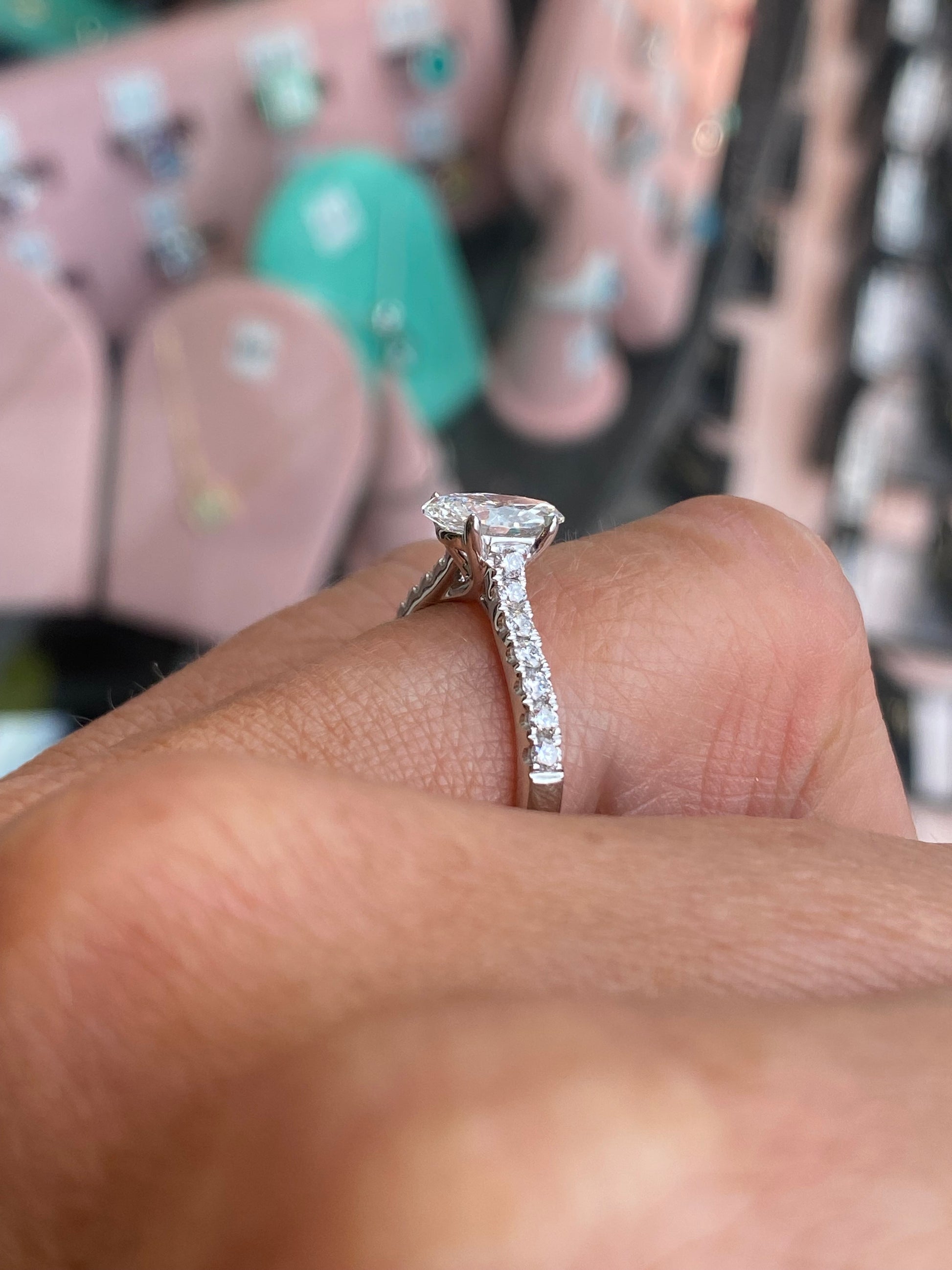18ct white gold marquise solitaire engagement ring by Prima with certified lab-grown diamond, showcasing a sleek, elegant design.
