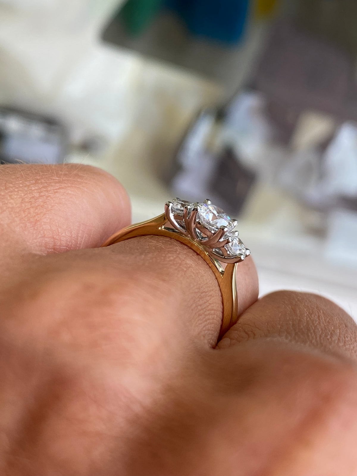18ct Gold Trilogy Engagement Ring | Certificated Lab 0.83ct