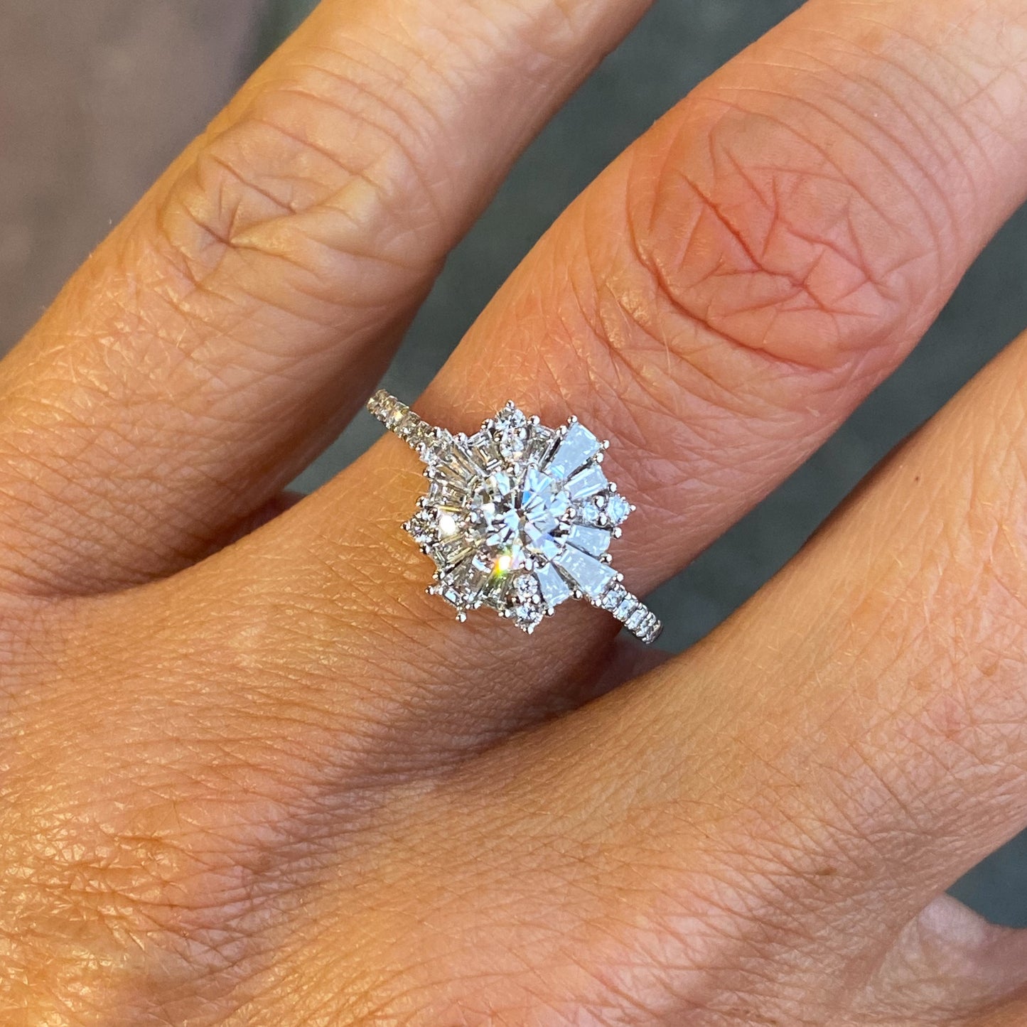 18ct White Gold Diamond Scatter Cluster Engagement Ring - John Ross Jewellers