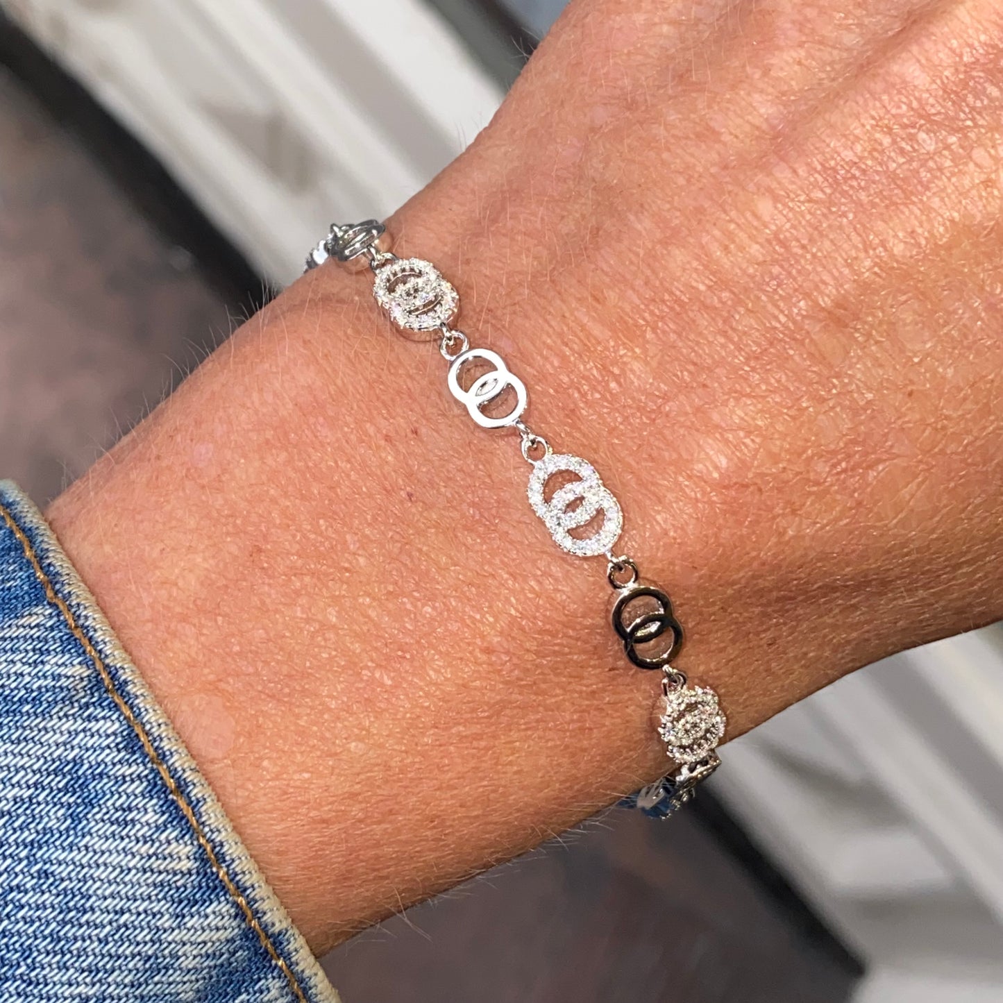 Silver CZ Unity Bracelet