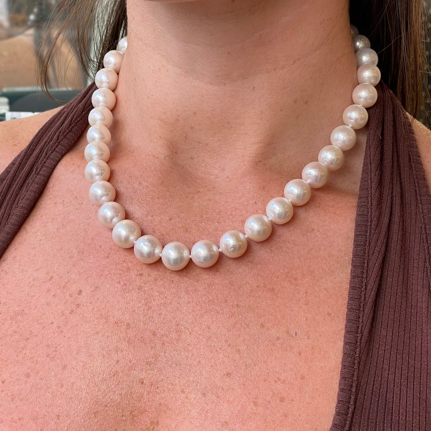 18ct White Gold Edison Pearl Necklace | 11.5mm to 12mm