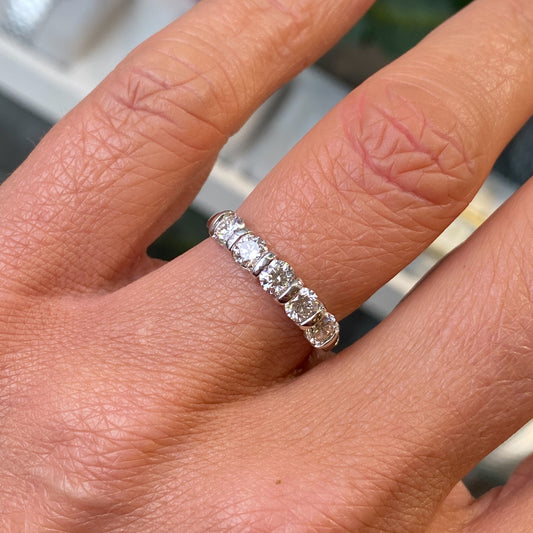 18ct White Gold Bar Set Five Stone Diamond Eternity Ring | 1.04ct - John Ross Jewellers