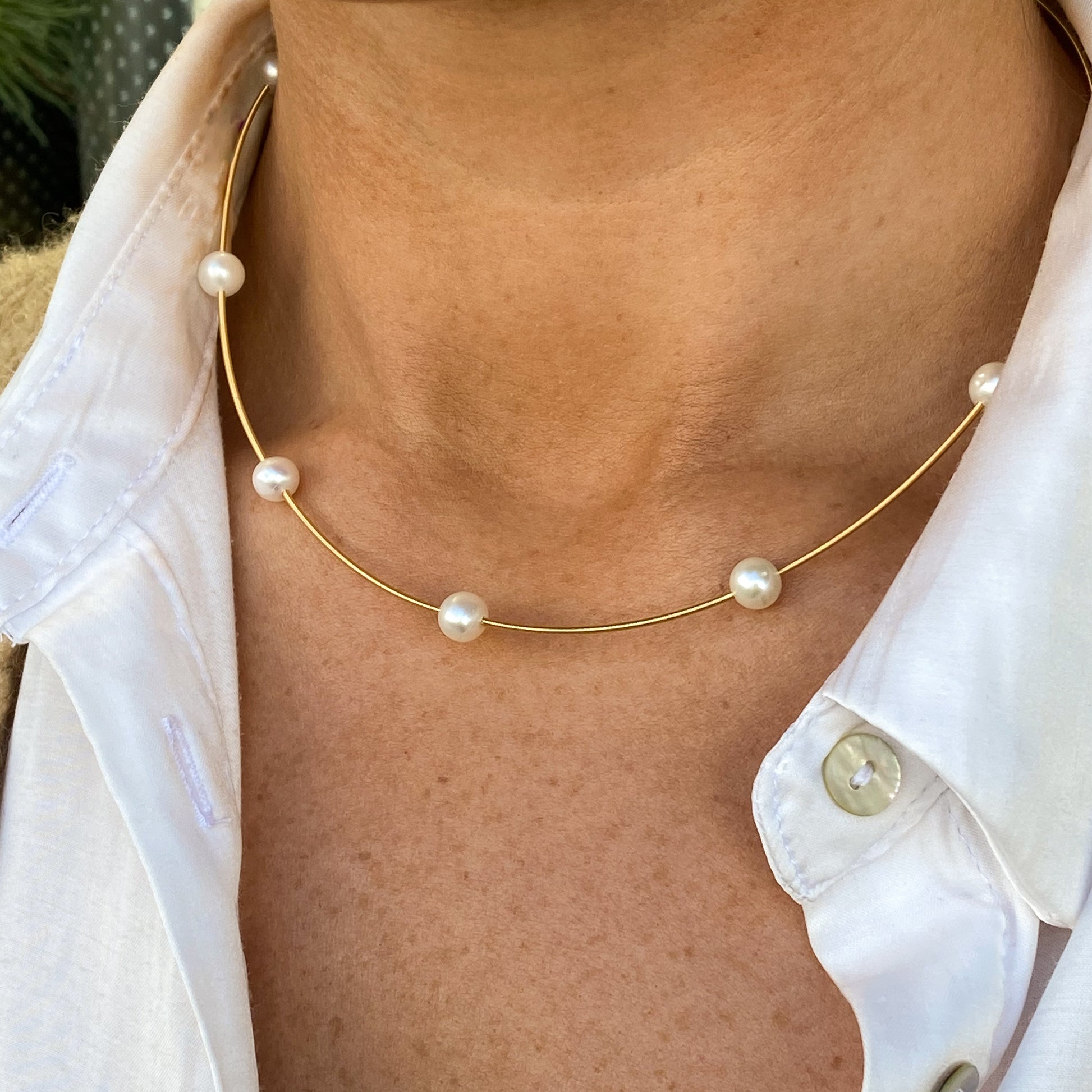 Sunshine Freshwater Pearl Omega Necklace - John Ross Jewellers