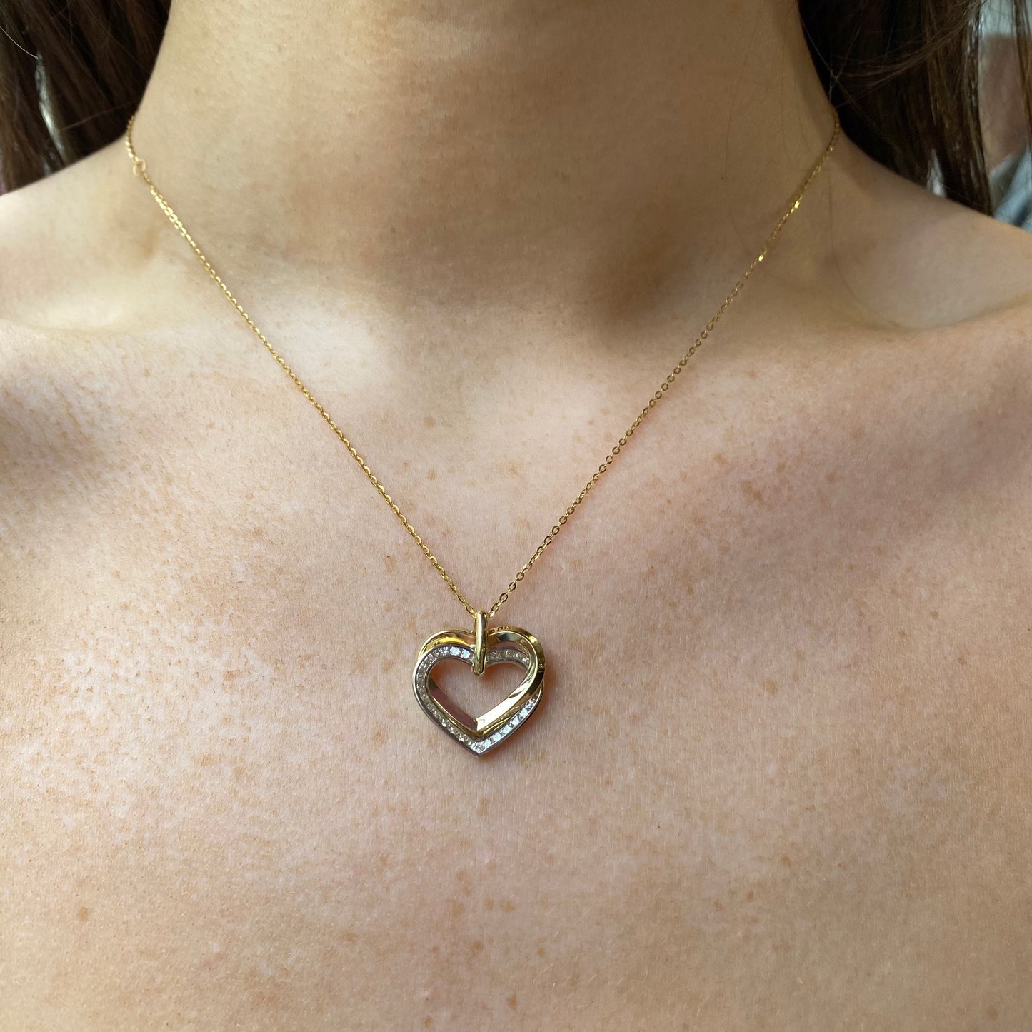 9ct Gold CZ Heart Unity Necklace - John Ross Jewellers