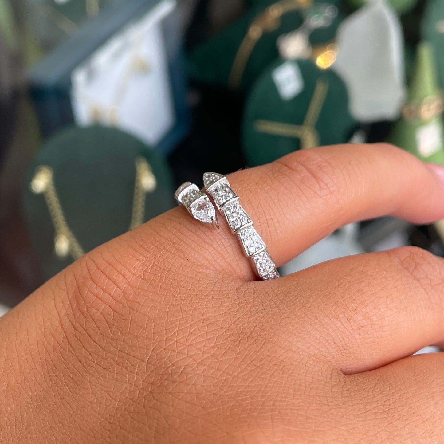 Silver CZ Serpent Wraparound Ring