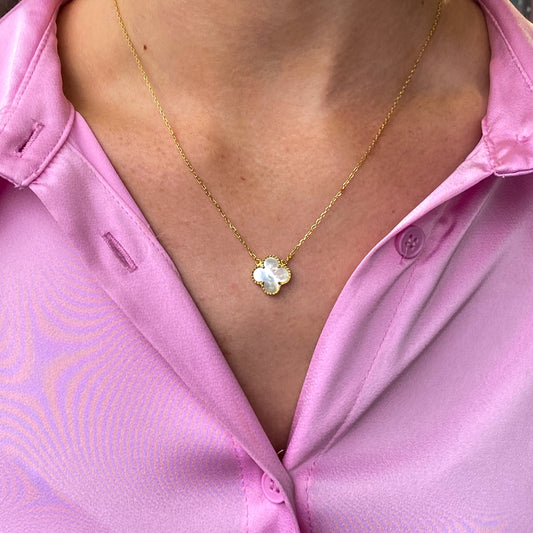 Sunshine Mother of Pearl Quatrefoil Necklace