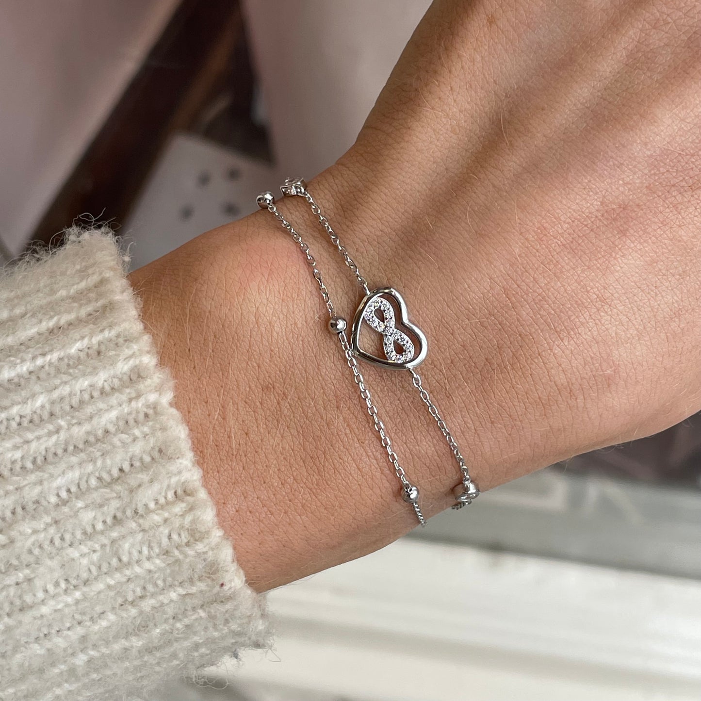 Silver CZ Love Forever Centrepiece Bracelet | 17+3cm - John Ross Jewellers