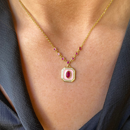 Sunshine Enamel Sensation Necklace | Bubblegum & Ruby - John Ross Jewellers