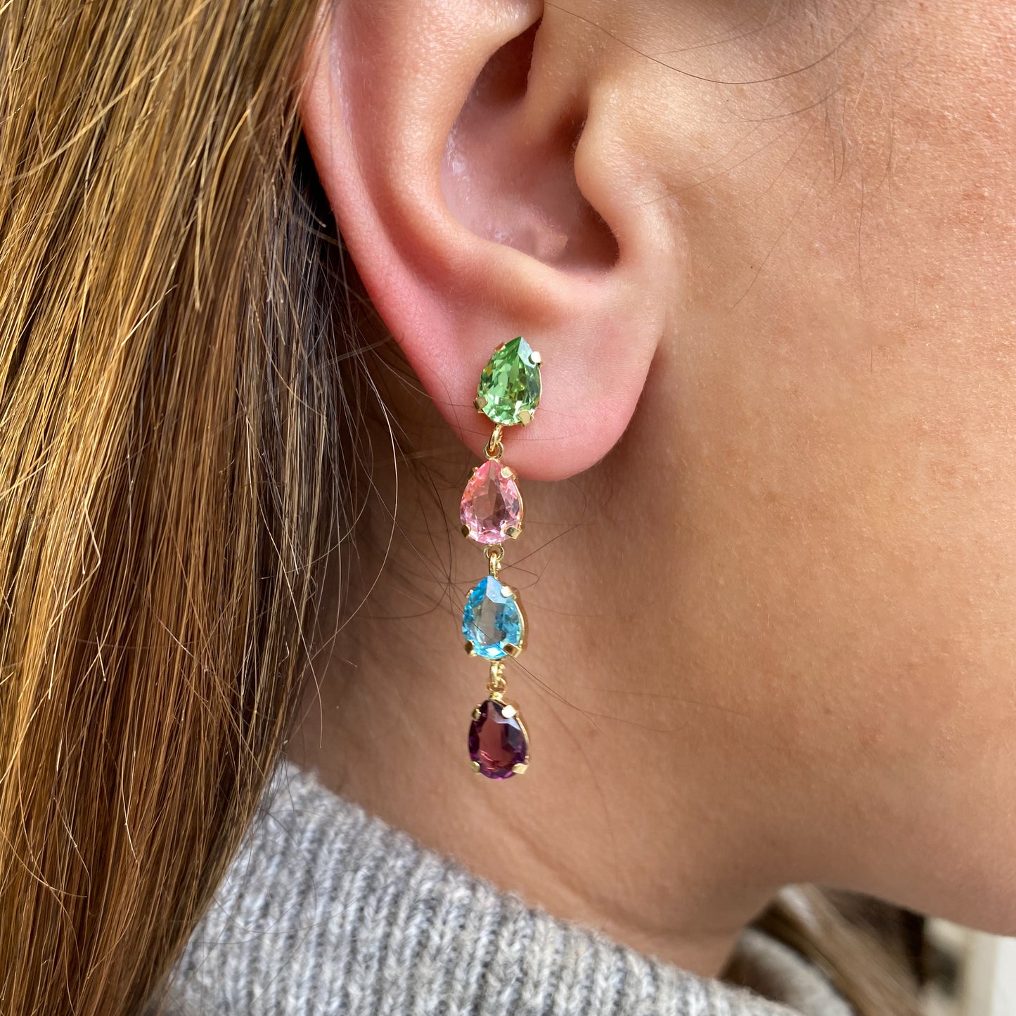 Victoria Cruz Multicolour Drop Earrings