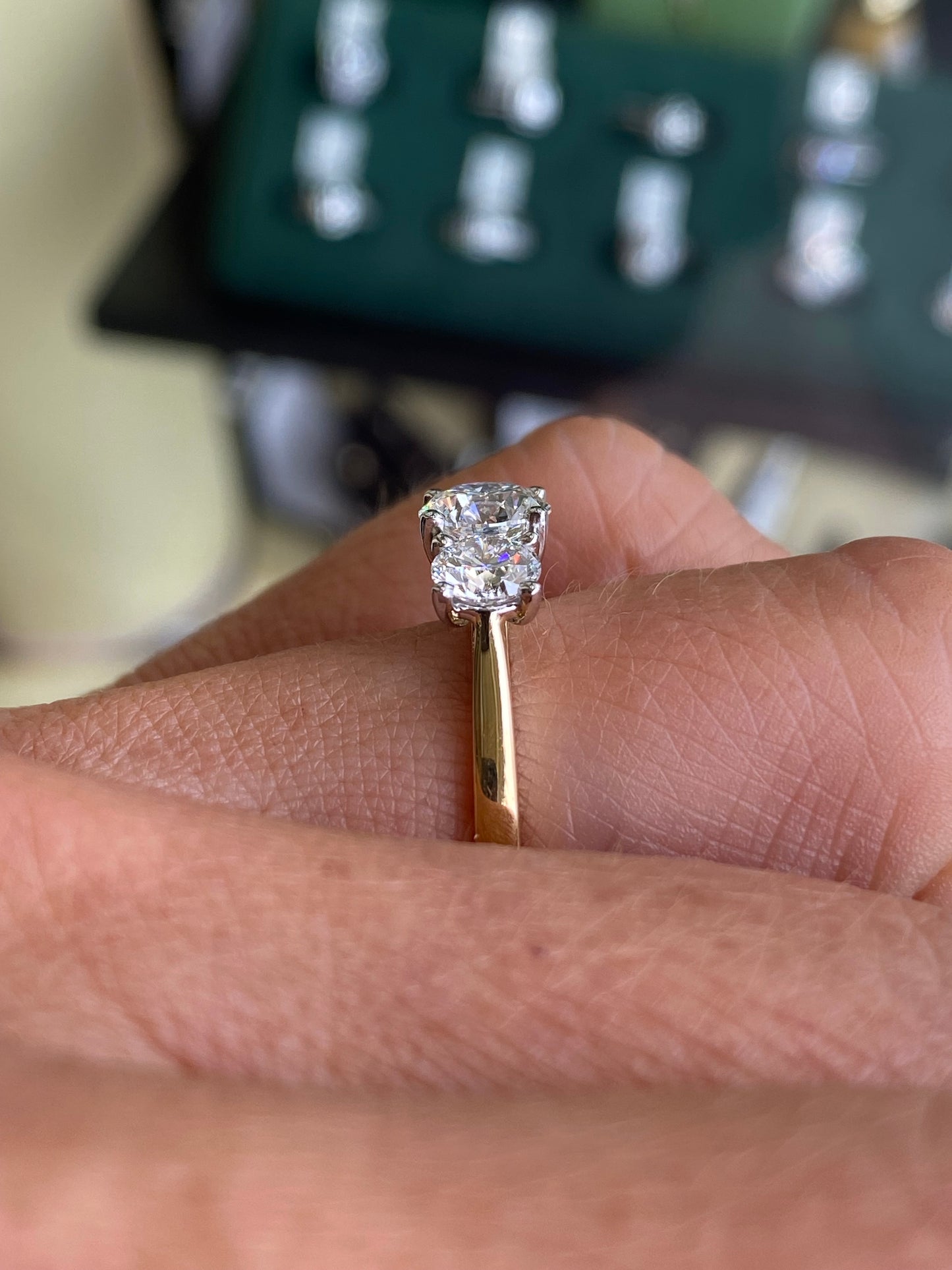18ct Gold Trilogy Engagement Ring | Certificated Lab 2.02ct