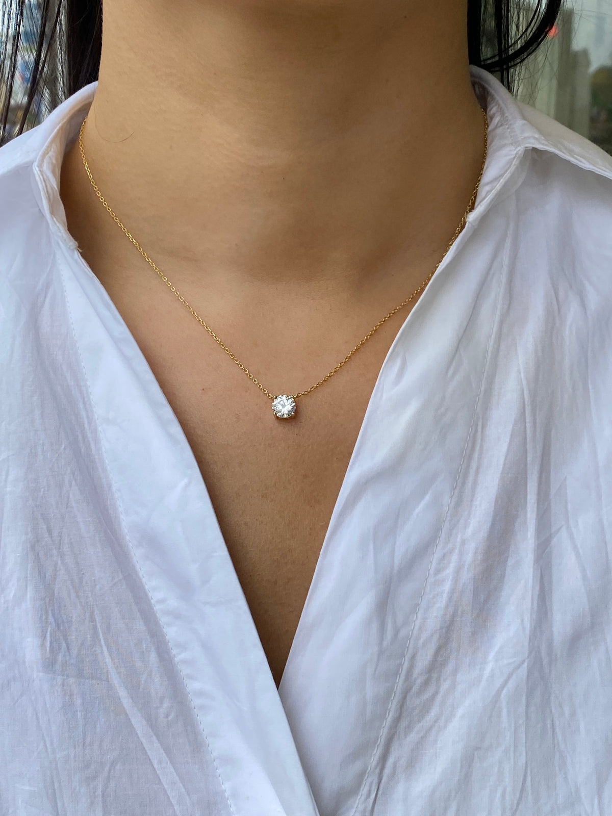 Sunshine 7mm CZ Solitaire Necklace | 40 + 3cm