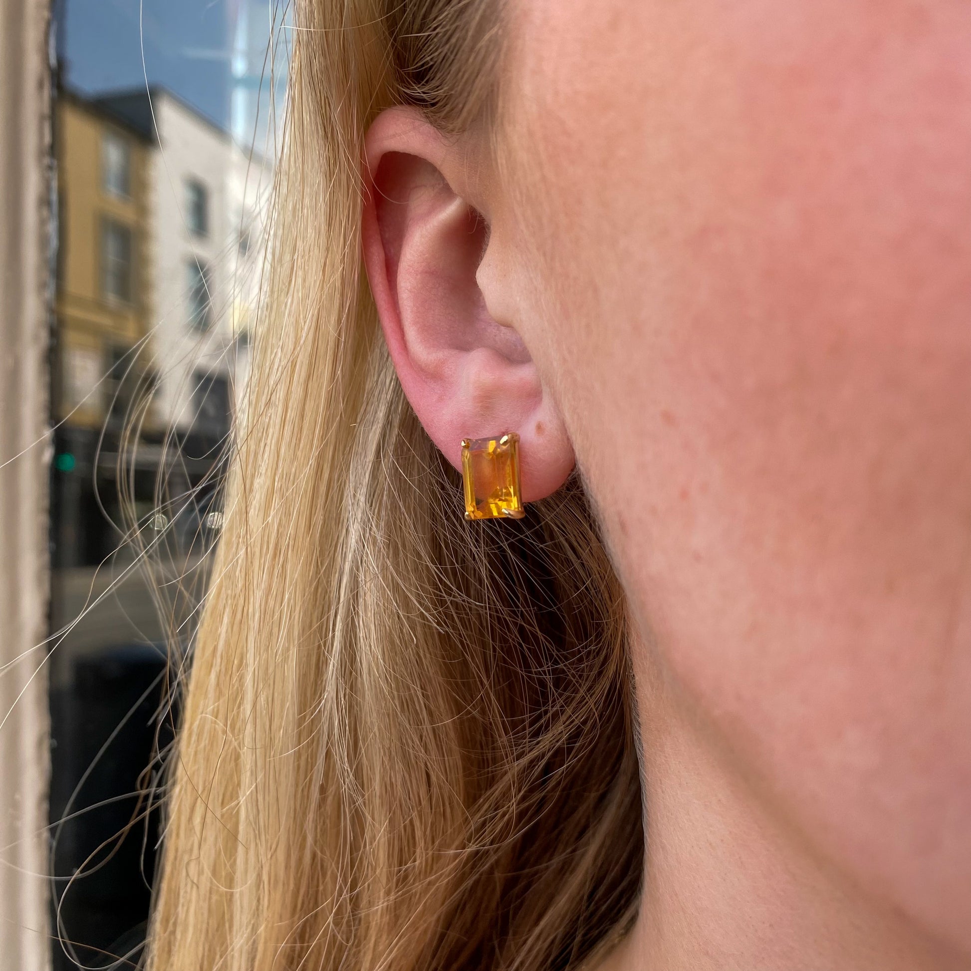 18ct Gold Citrine Stud Earrings - John Ross Jewellers