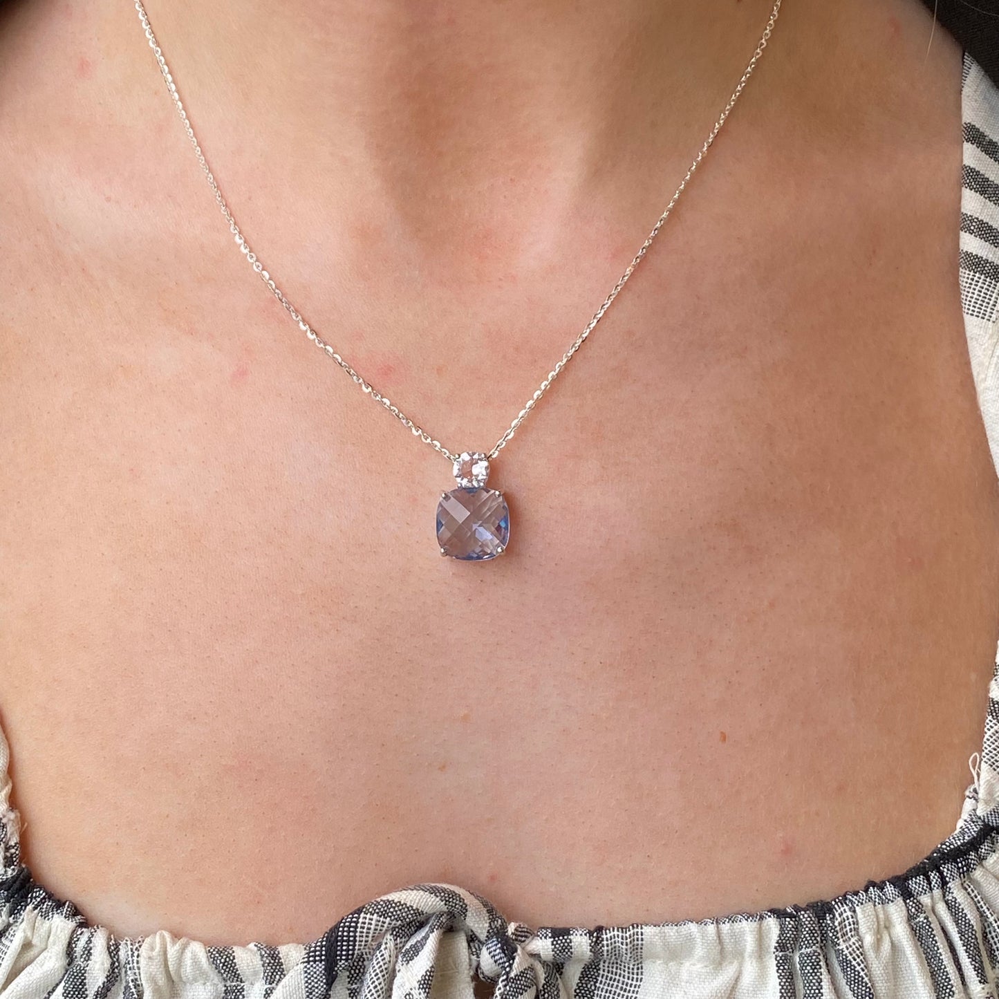 Rose Silver Aqua & Pink Pendant Necklace - John Ross Jewellers