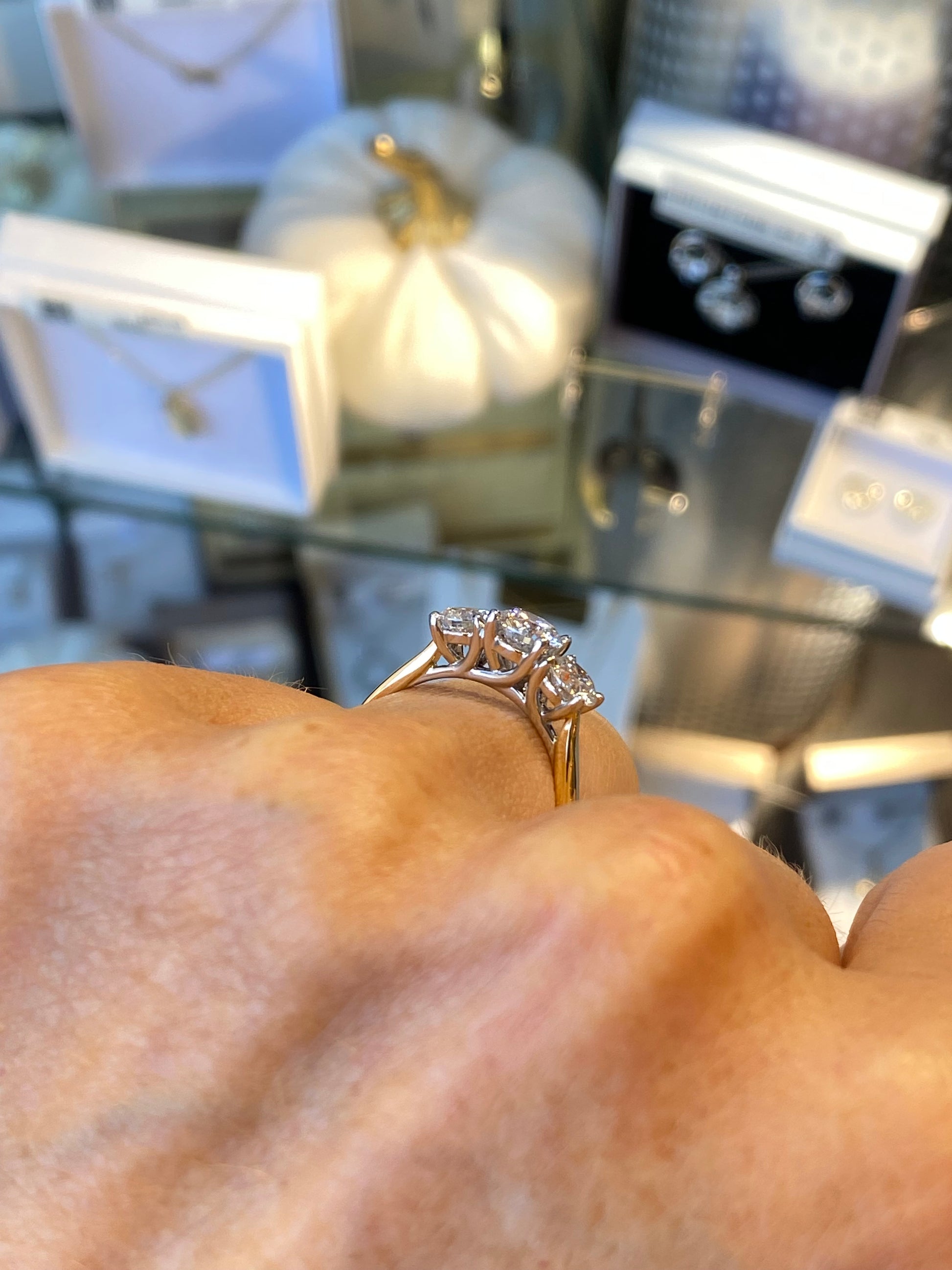 18ct Gold Trilogy Engagement Ring | Lab Grown 1.61ct - John Ross Jewellers