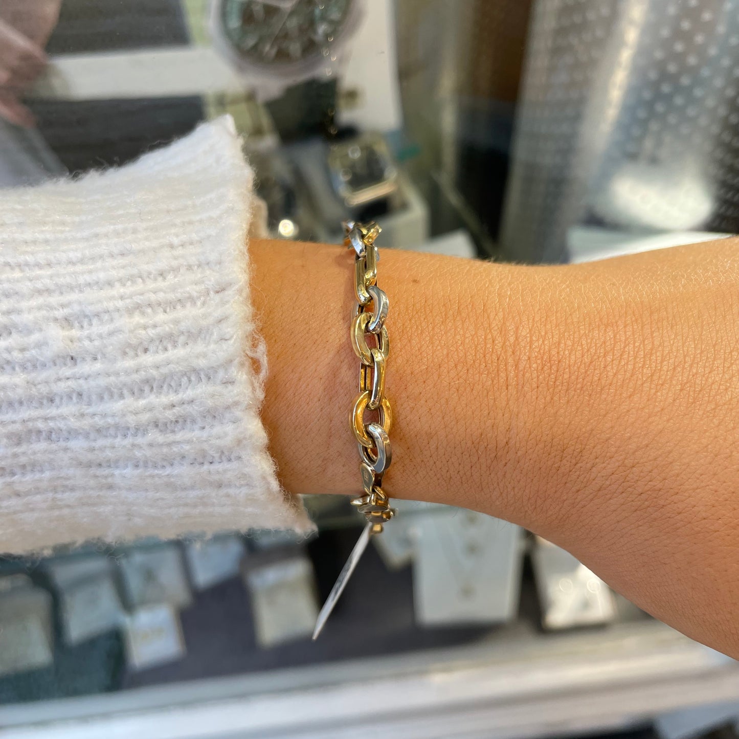 9ct Gold Modern Two Tone Link Bracelet - John Ross Jewellers