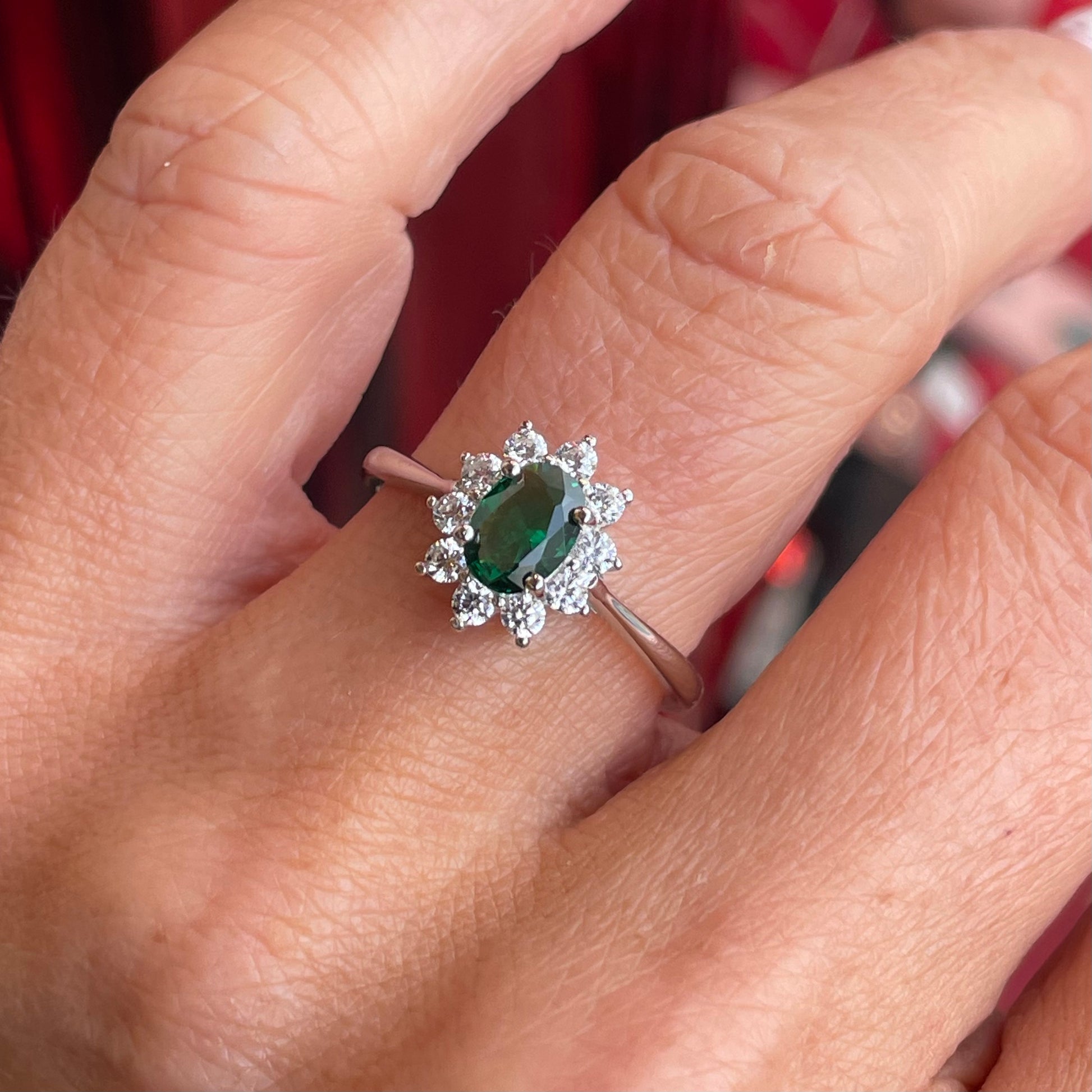 Silver Green CZ Diana Ring - John Ross Jewellers