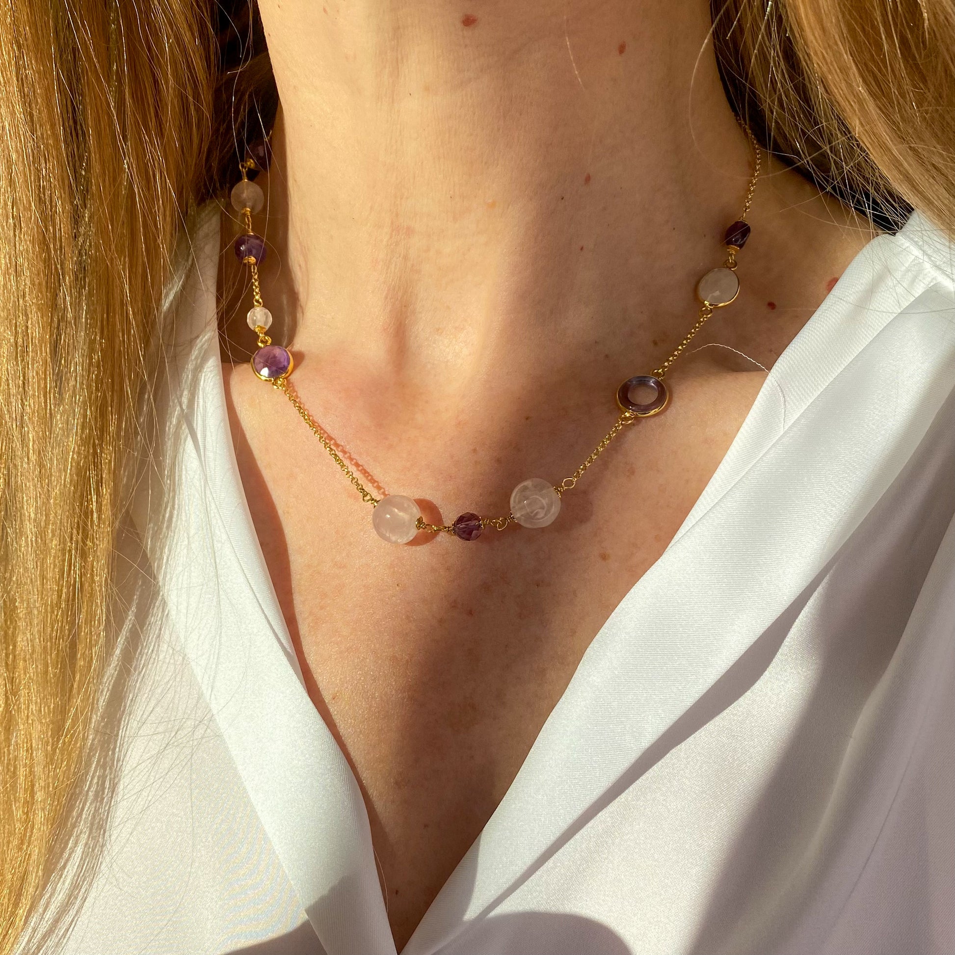 Luberon Amethyst & Rose Quartz Necklace | 46cm - John Ross Jewellers