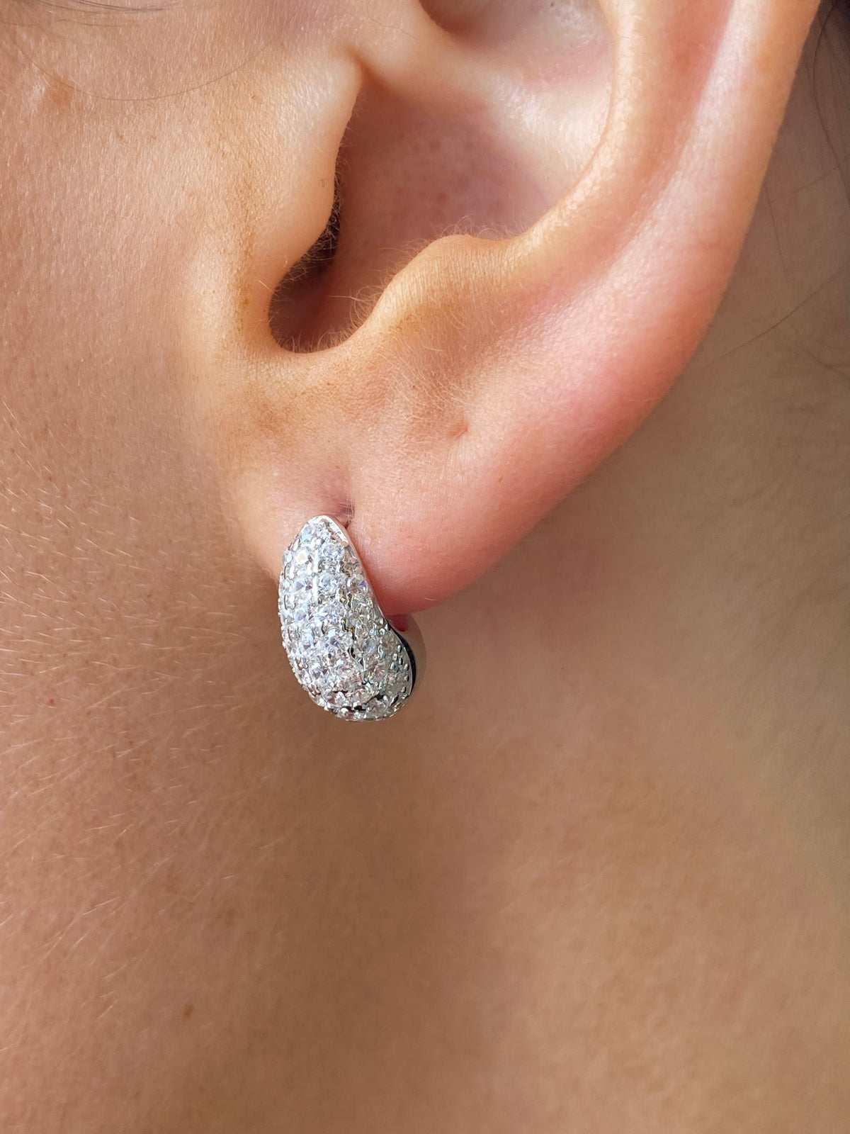 Silver Pavé CZ Teardrop Earrings