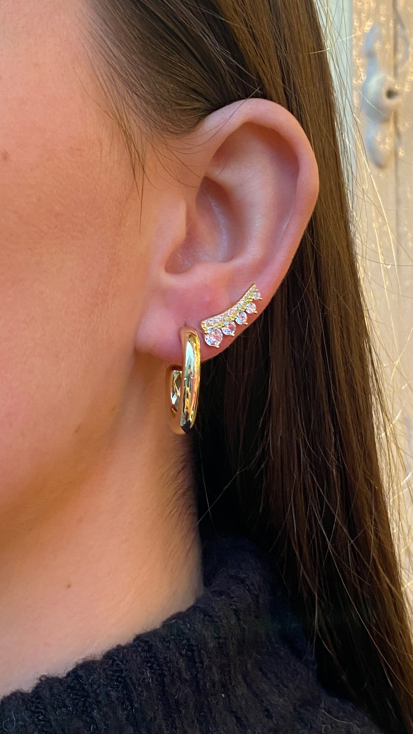 Sunshine CZ Winged Climber Stud Earrings