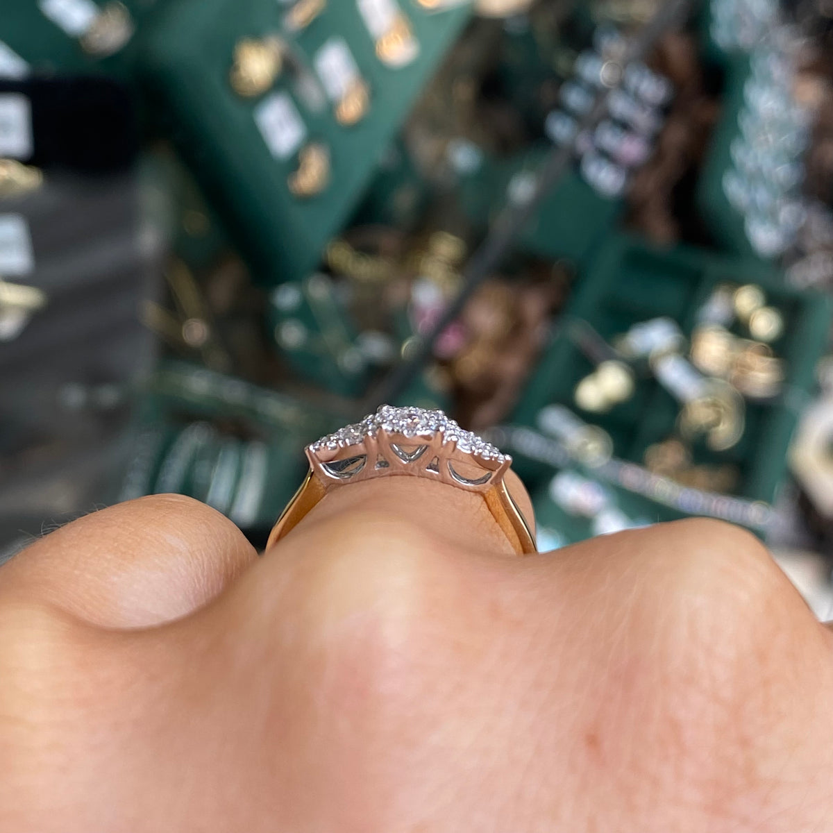 9ct Gold Trilogy Cluster Engagement Ring | 0.28ct