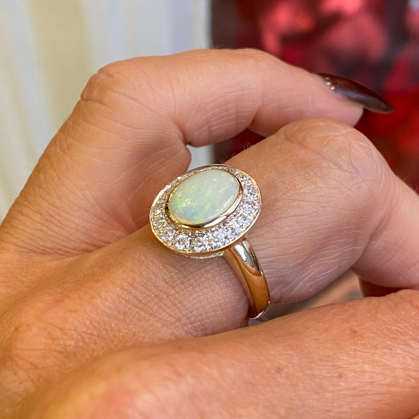 9ct Gold Opal & Diamond Ring - John Ross Jewellers