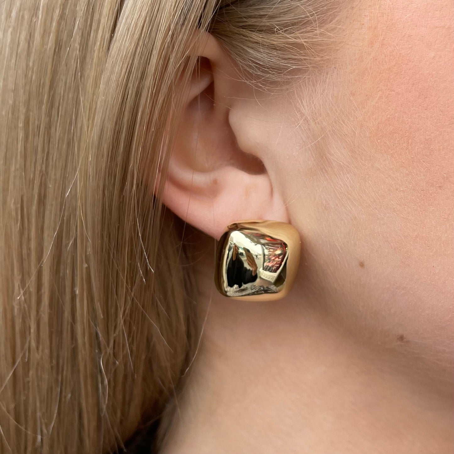 Sunshine Puffed Square Stud Earrings - John Ross Jewellers