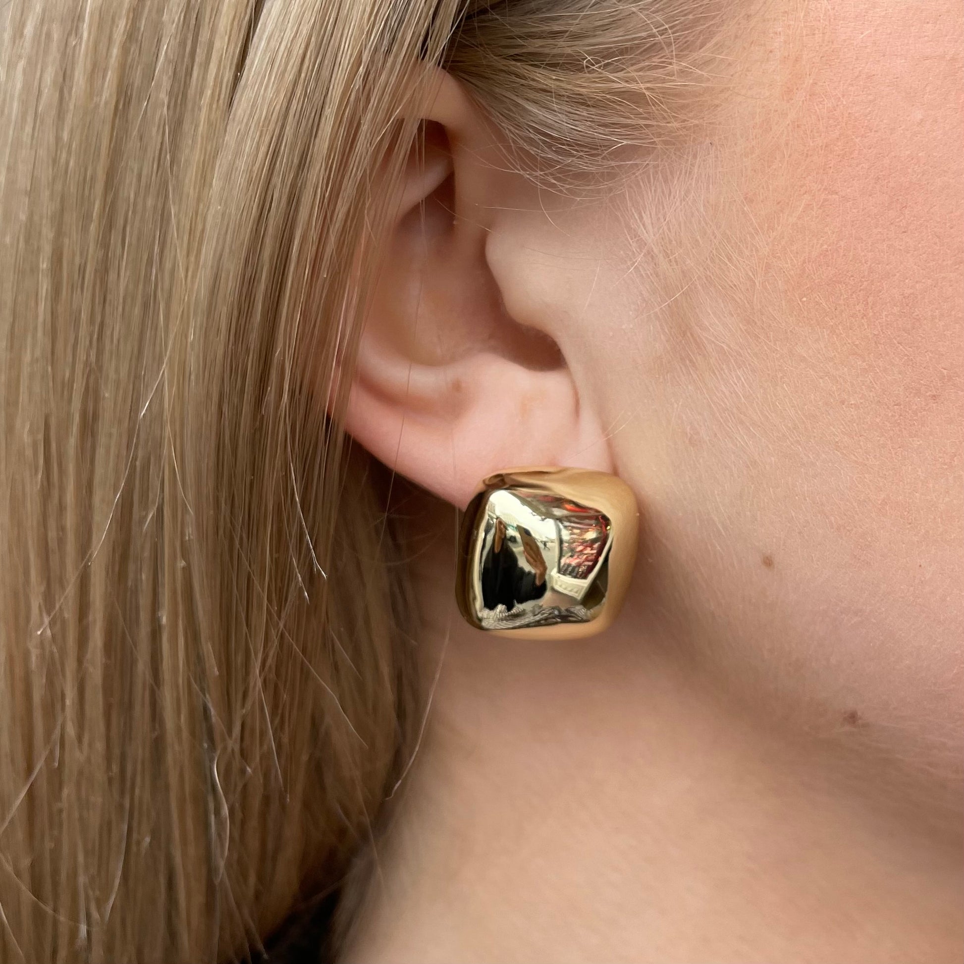 Sunshine Puffed Square Stud Earrings - John Ross Jewellers