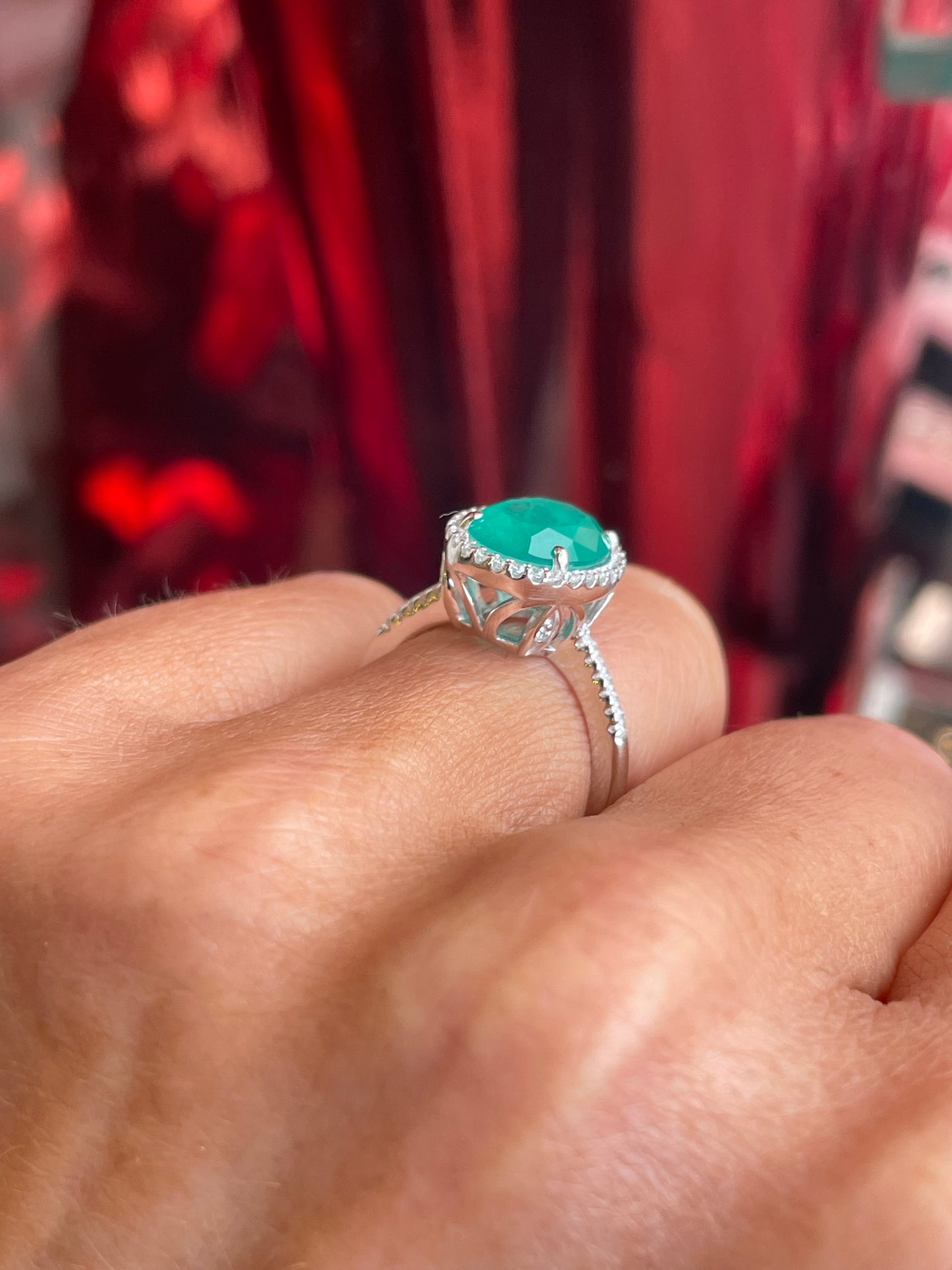 Silver Oval Diana Cluster Ring | Paraiba