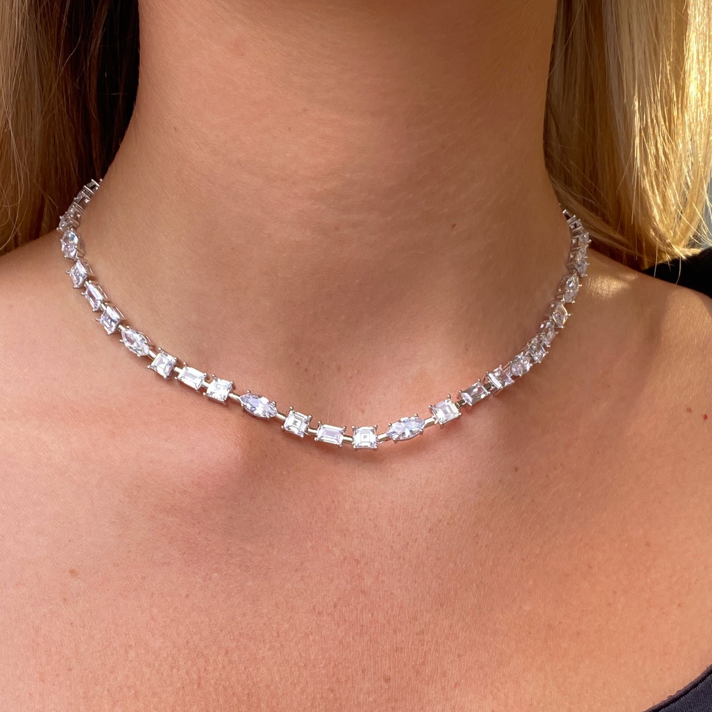 Silver Olivia CZ Line Necklace - John Ross Jewellers