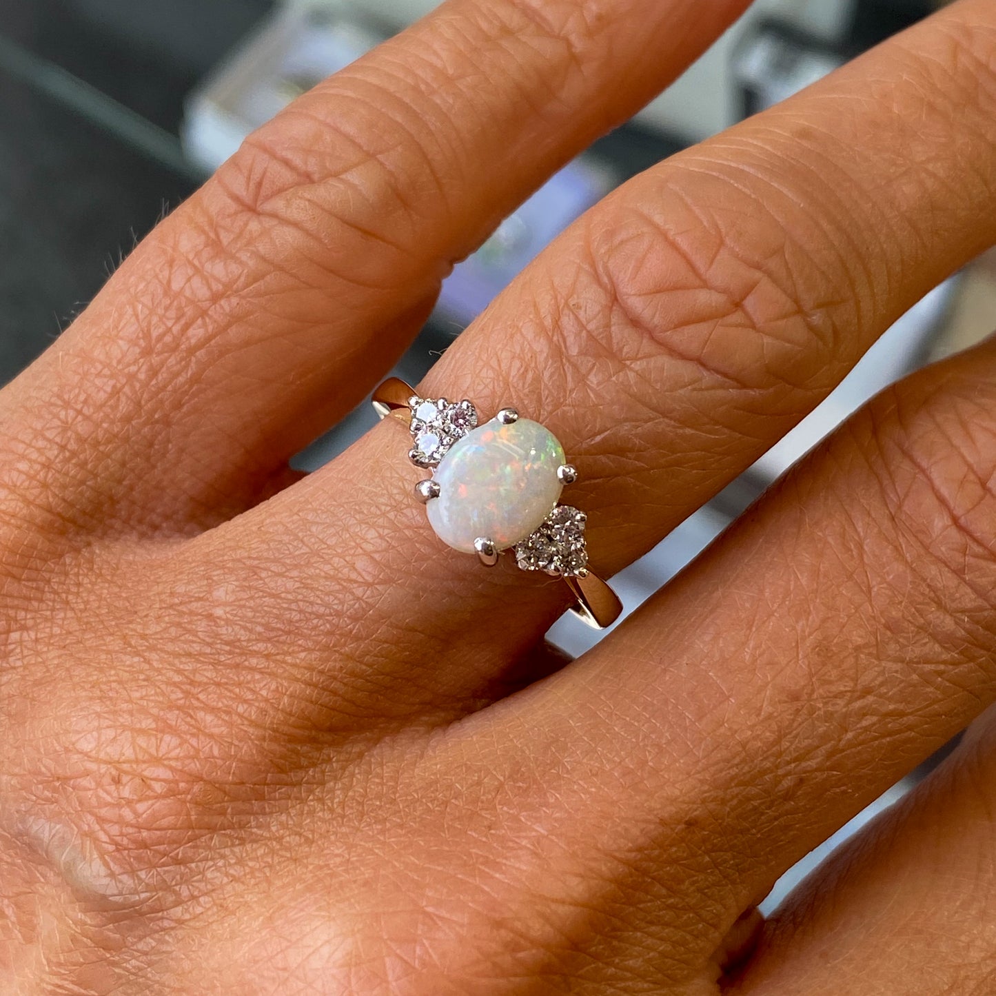 9ct Gold Gem Opal & Diamond Ring - John Ross Jewellers