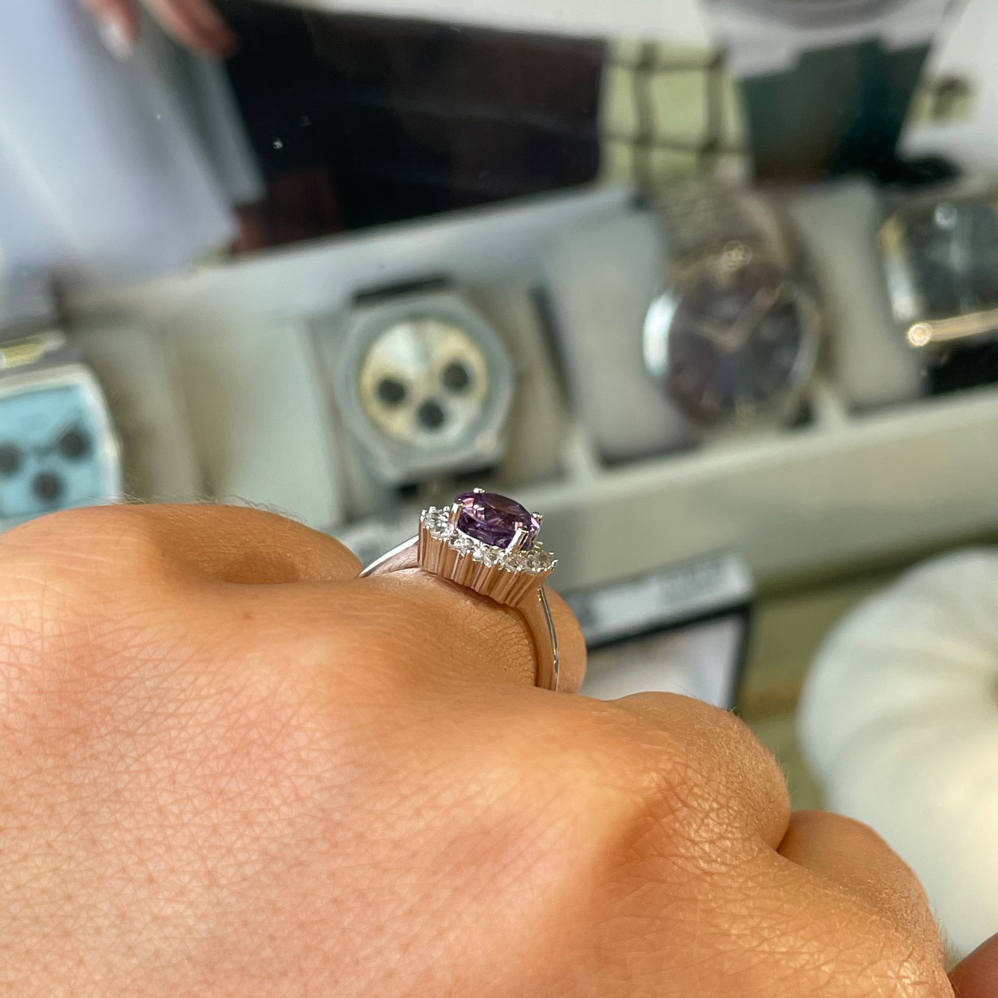 Silver Amethyst CZ Diana Ring - John Ross Jewellers