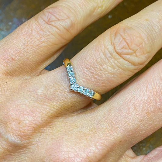 18ct Gold Diamond Wishbone Eternity Ring 0.24ct - John Ross Jewellers