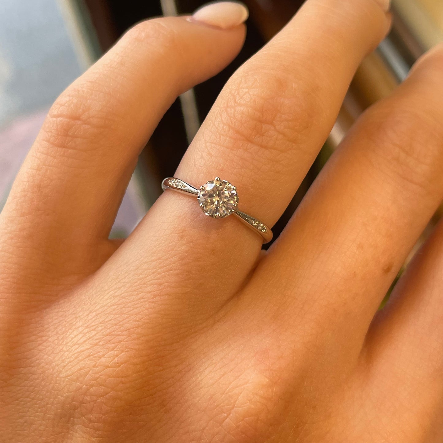 9ct White Gold Six Claw CZ Solitaire Ring