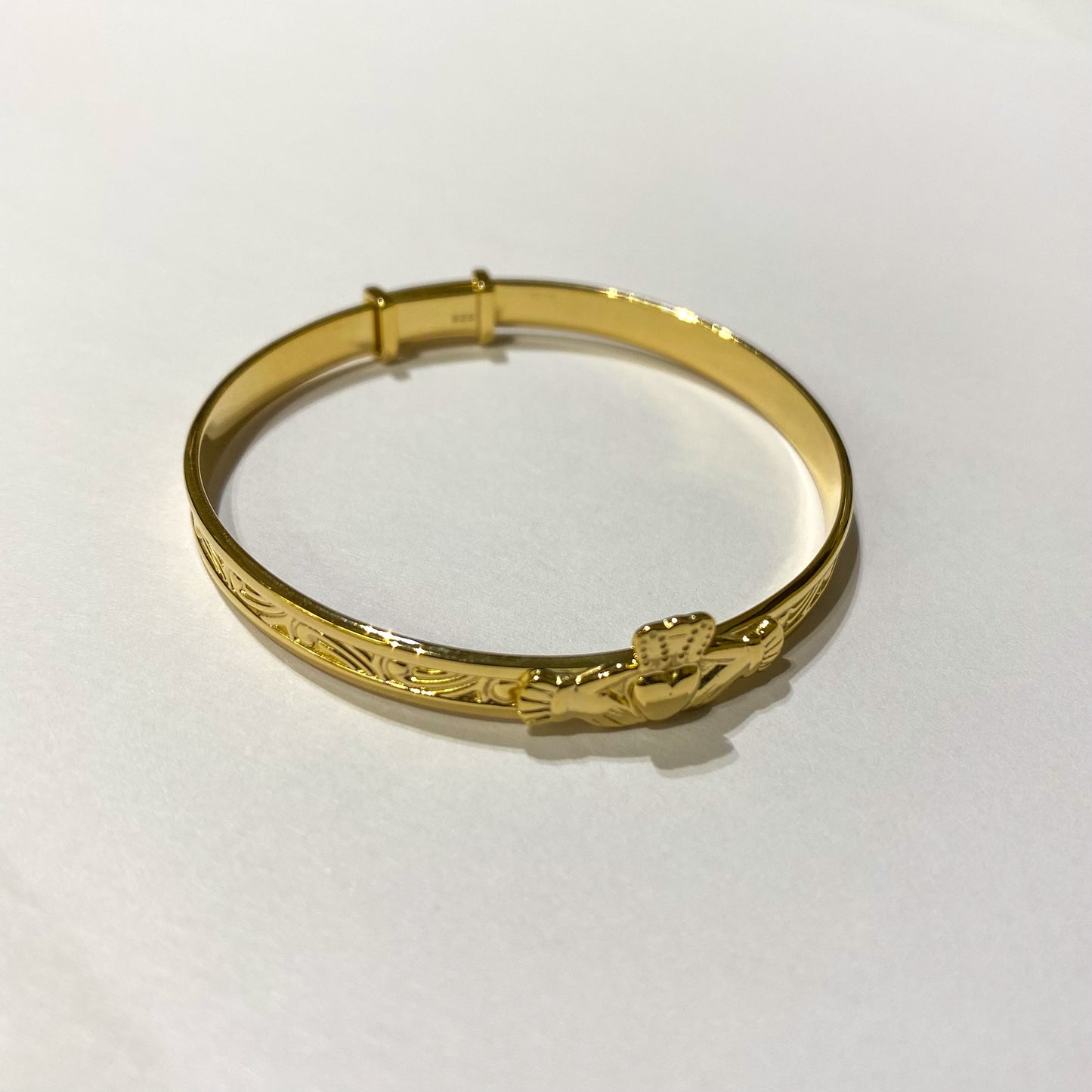 Kids Gold Plated Silver Bangle | Claddagh - John Ross Jewellers