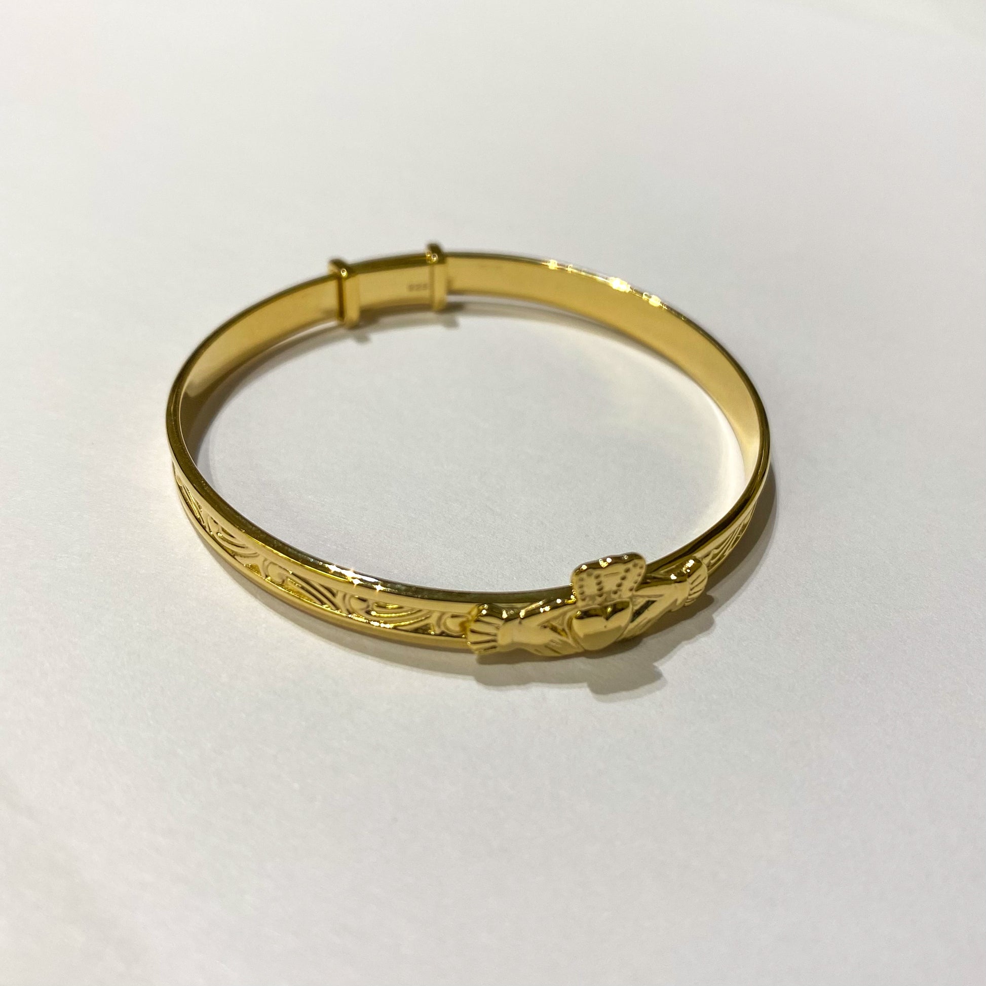 Kids Gold Plated Silver Bangle | Claddagh - John Ross Jewellers