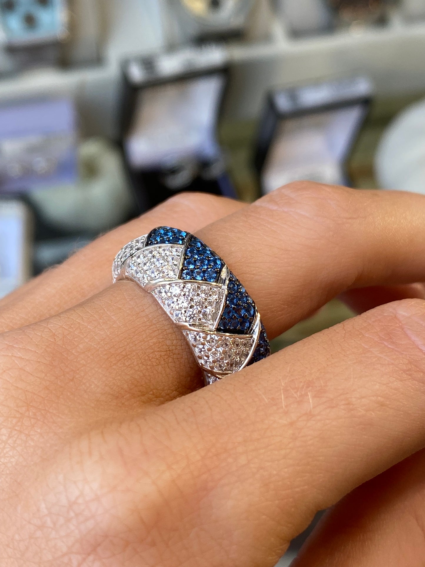 Silver Woven CZ Ring - John Ross Jewellers