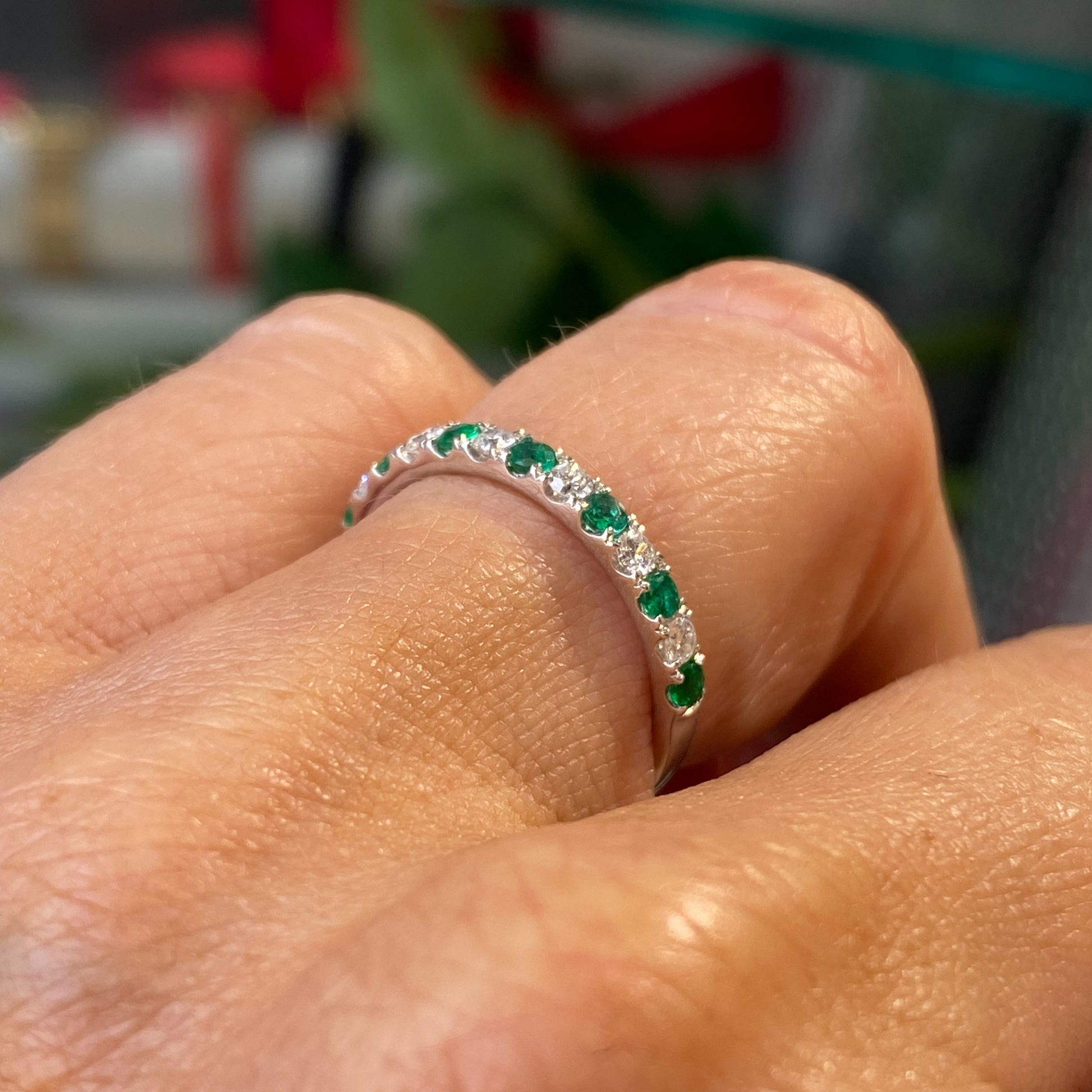 Platinum Emerald & Diamond Eternity Ring - John Ross Jewellers