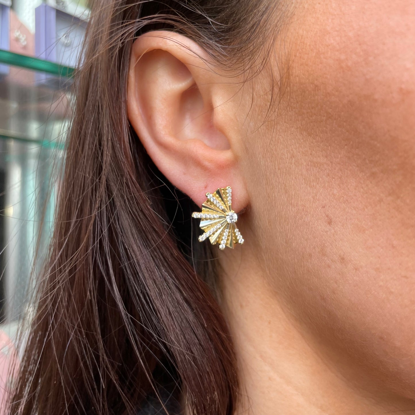 Sunshine CZ Fan Stud Earrings - John Ross Jewellers