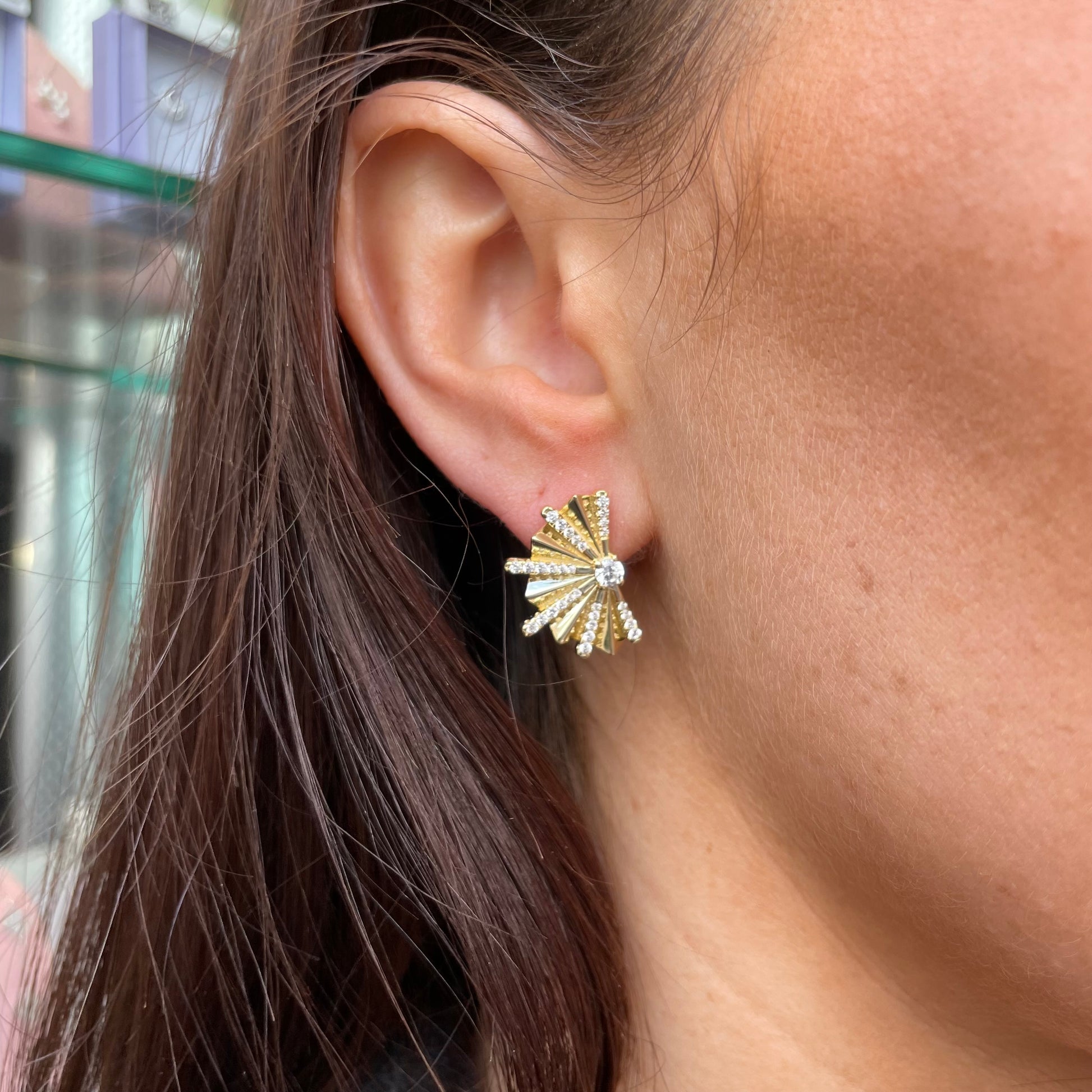 Sunshine CZ Fan Stud Earrings - John Ross Jewellers