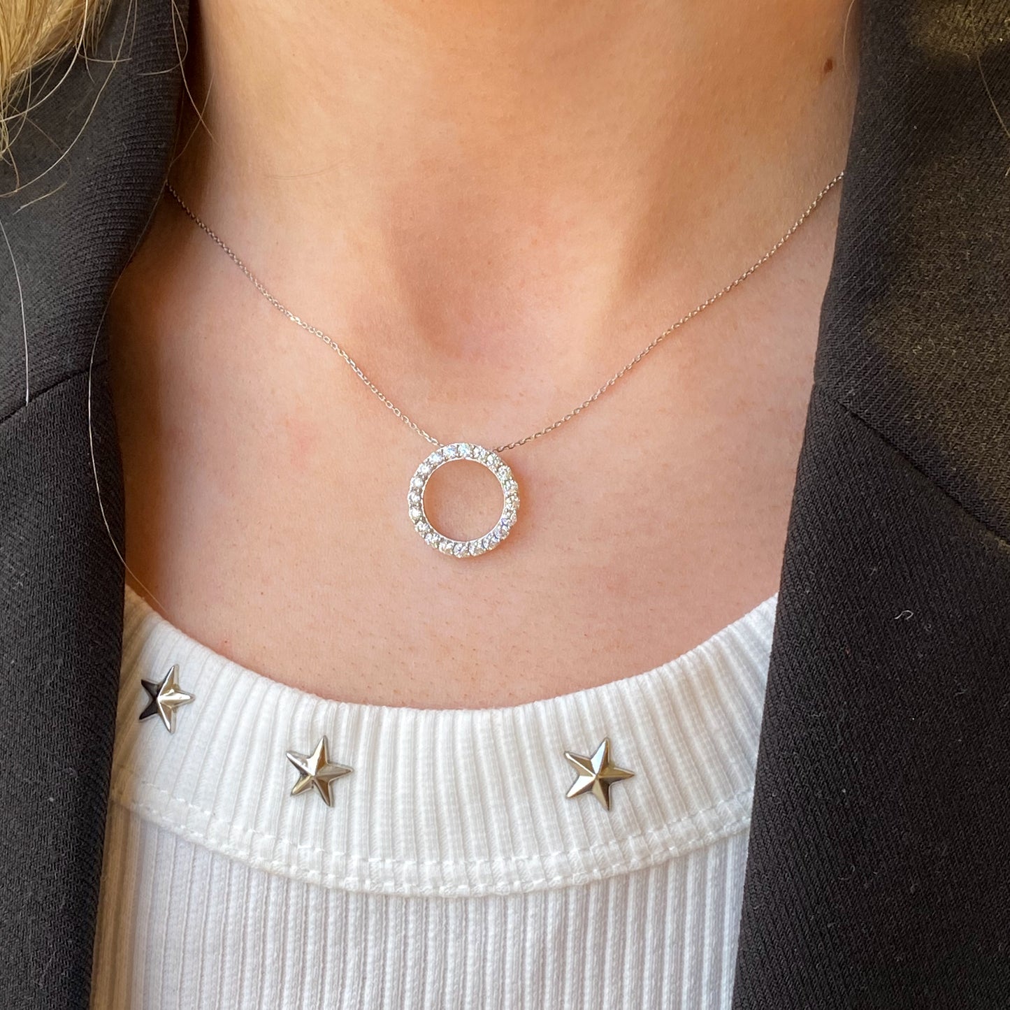 9ct White Gold CZ Eternity Necklace - John Ross Jewellers