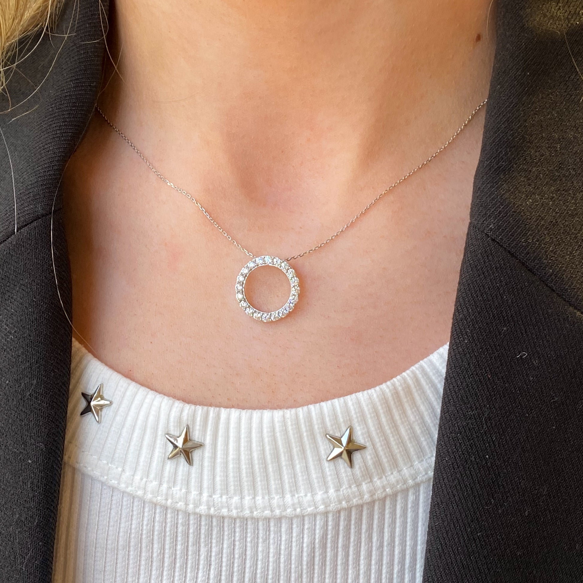 9ct White Gold CZ Eternity Necklace - John Ross Jewellers