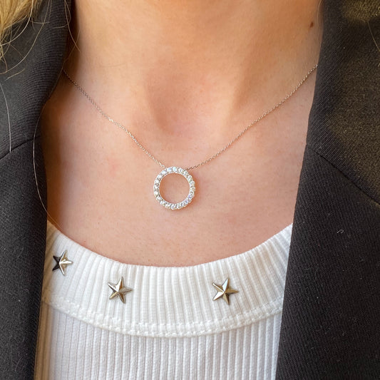 9ct White Gold CZ Eternity Necklace - John Ross Jewellers