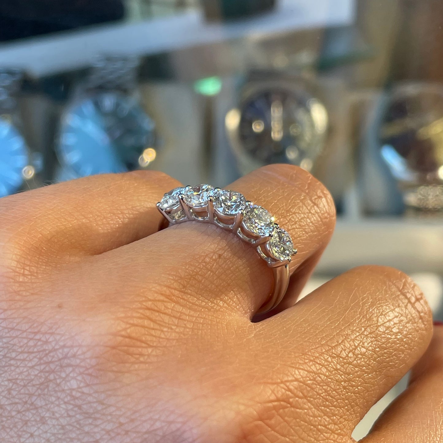 Platinum Five Stone Lab Eternity Ring | 1.96ct - John Ross Jewellers